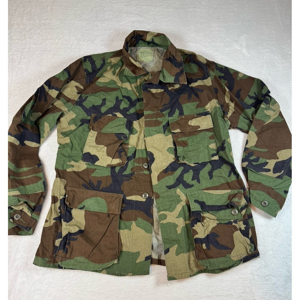 Vintage US Military Woodland‎ Camouflage Combat Coat Large Regular BDU Hunting